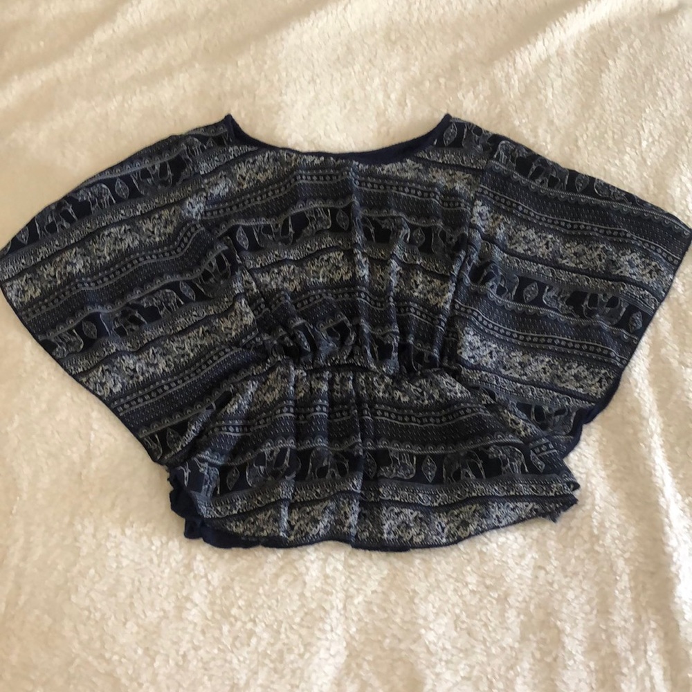 Elephant print navy blue and white Flowey blouse